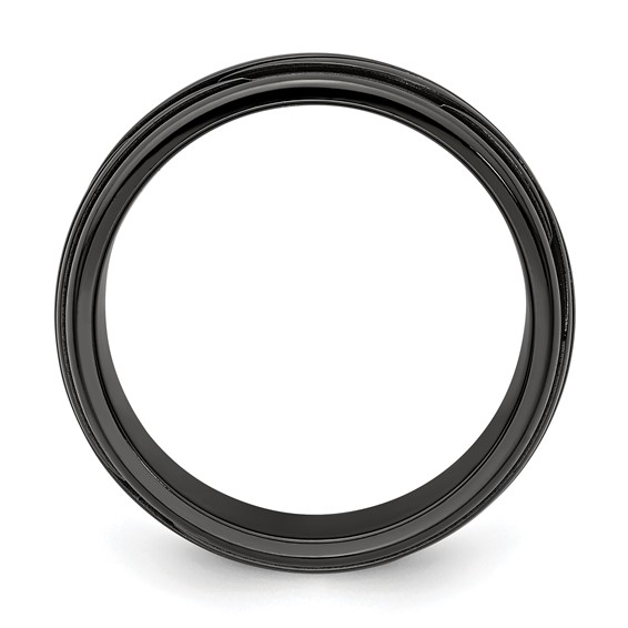 Edward Mirell Black Ti Polished Grooved Waves 10mm Band