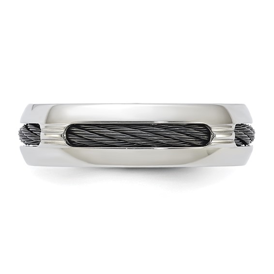 Edward Mirell Steel & Cable Polished 7mm Ring