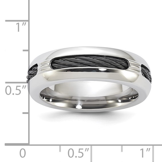 Edward Mirell Steel & Cable Polished 7mm Ring
