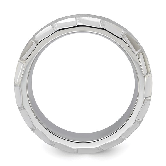 Edward Mirell Titanium Faceted Edges Brushed & Polished 8mm Ring