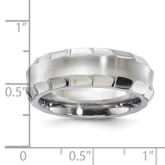 Edward Mirell Titanium Faceted Edges Brushed & Polished 8mm Ring