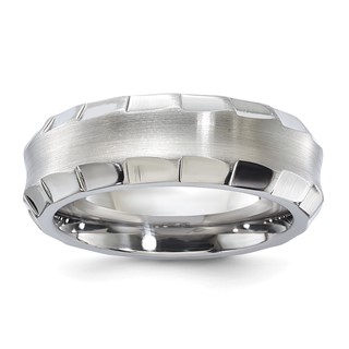 Edward Mirell Titanium Faceted Edges Brushed & Polished 8mm Ring
