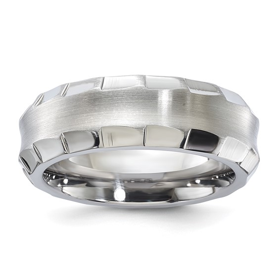 Edward Mirell Titanium Faceted Edges Brushed & Polished 8mm Ring