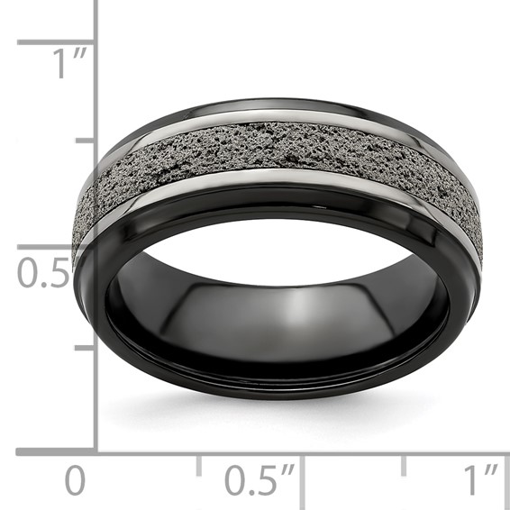 Edward Mirell 8mm Blk Ti Stepped w/ Gray Crete Insert Band