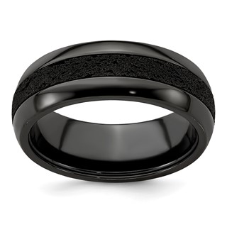 Edward Mirell Titanium 8mm Blk Ti Beveled Press Fit w/ Blk Crete Insert Ban