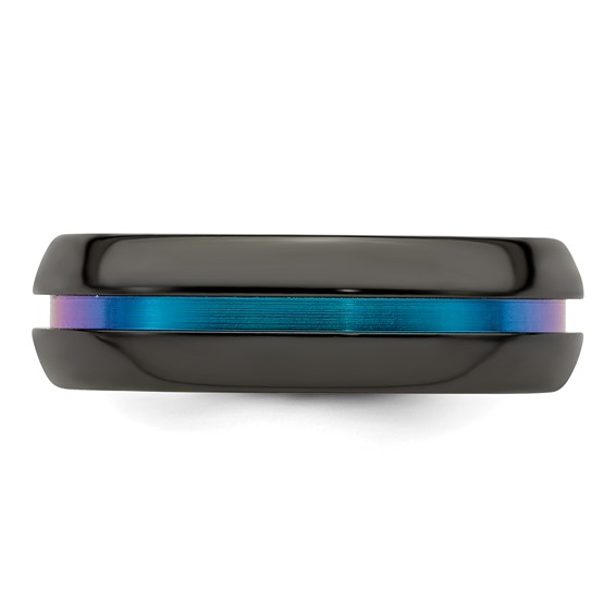 Edward Mirell Black Ti Rainbow Anodized Center Polished 7mm Band