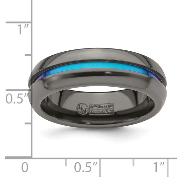 Edward Mirell Black Ti Rainbow Anodized Center Polished 7mm Band