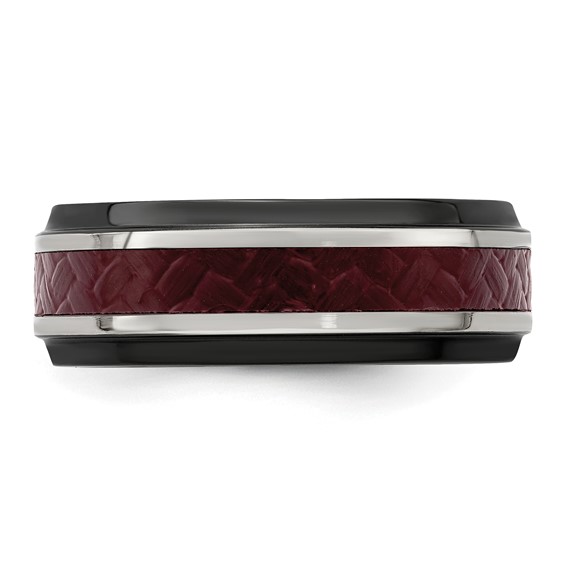 Edward Mirell Black Ti Stepped Red Carbon Fiber Insert 8mm Band