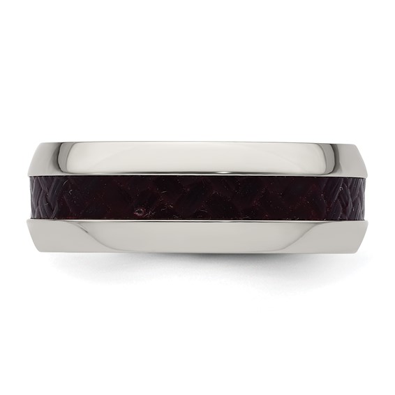 Edward Mirell Stainless Steel Red Carbon Fiber 8mm Band Size 10