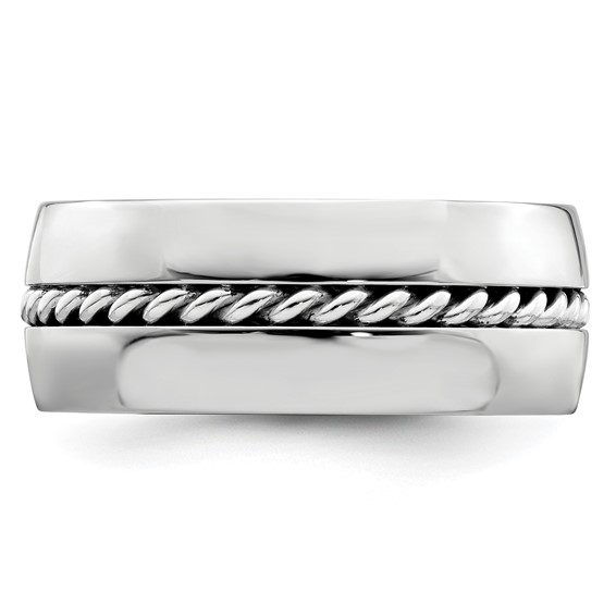 Edward Mirell Polished Cobalt with Sterling Silver Rope Inlay 9mm Band Size 10