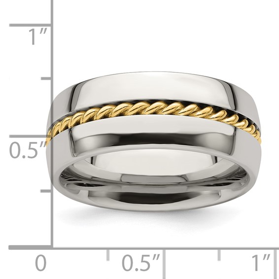 Edward Mirell Polished Cobalt with Sterling Silver Rope Inlay 9mm Band Size 10