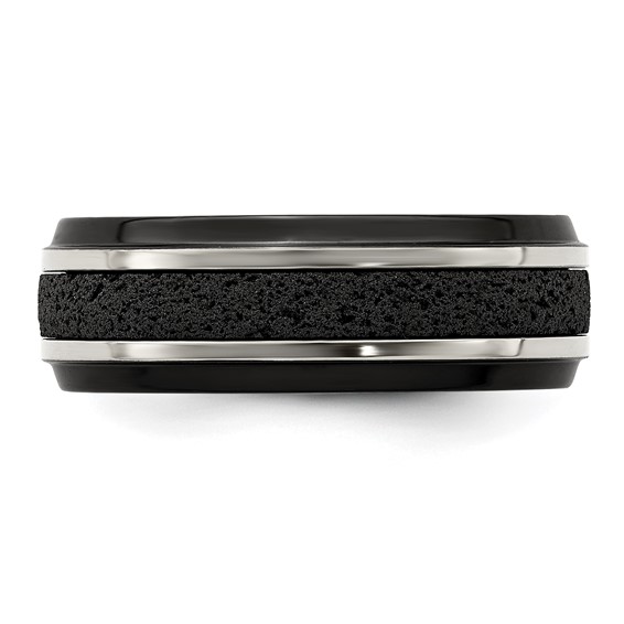 Edward Mirell Black Ti Stepped w/Black Crete Insert 8mm Band