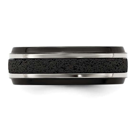 Edward Mirell Black Ti Stepped w/Black Crete Insert 8mm Band