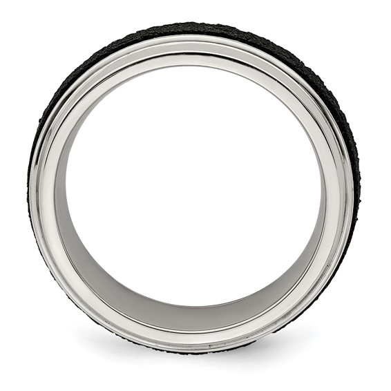 Edward Mirell Stainless Steel w/ Black Crete Inlay Stepped 8mm Band