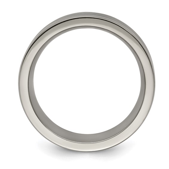 Edward Mirell Titanium with Blue Anodized Grooves Flat 10mm Band