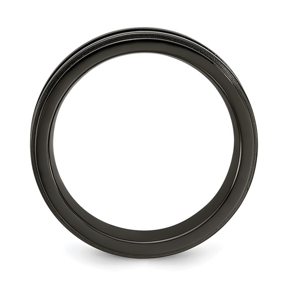 Edward Mirell Black Ti Grooved Blue Anodized 7mm Band