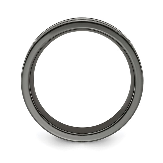 Edward Mirell Black Ti Grooved Blue Anodized 8mm Band