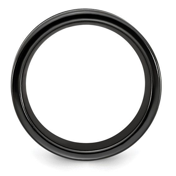 Edward Mirell Black Ti with Blue Anodized Grooves Flat 8.5mm Band