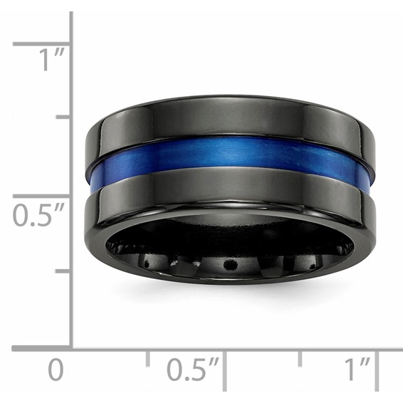 Edward Mirell Black Ti Blue Anodized Wide Center 10mm Band