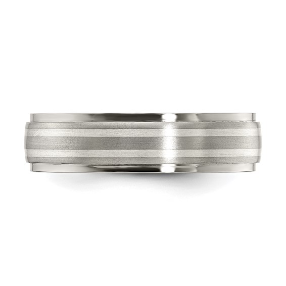 Edward Mirell Gray Ti with Sterling Silver Double Inlay 6mm Band