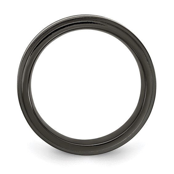 Edward Mirell Black Ti with Sterling Silver Inlay Double Groove 7mm Band