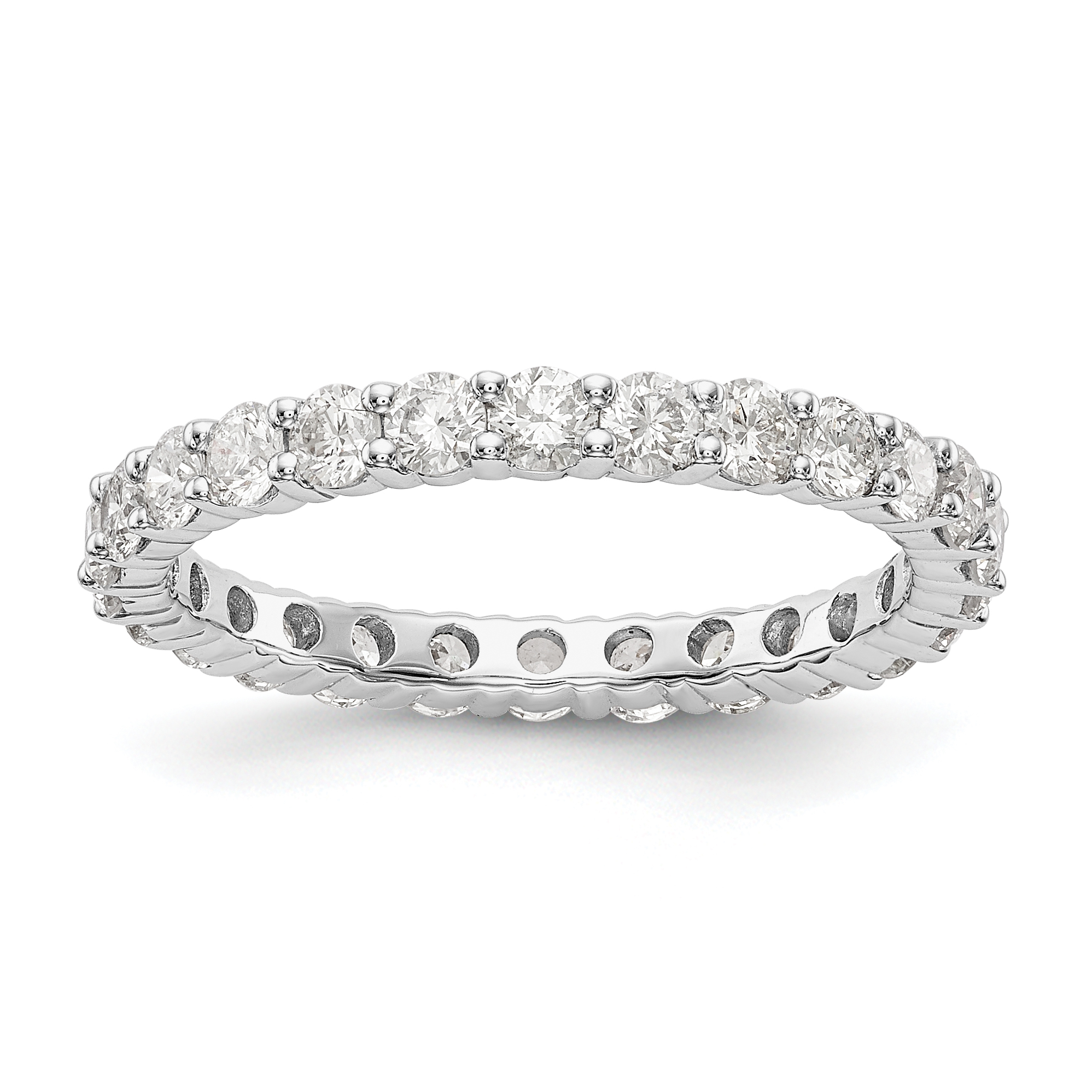 14k White Gold 1 1/2 carat Lab Grown Diamond VS/SI+ G+ Complete Size 4 Shared Prong Eternity Band (ET0001-150-4WLG)