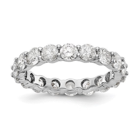 Platinum Polished Shared Prong 3ct Diamond Eternity Band