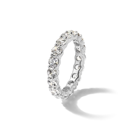 Platinum Polished Shared Prong 3ct Diamond Eternity Band