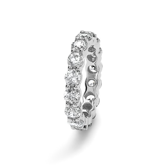 Platinum Polished Shared Prong 3ct Diamond Eternity Band