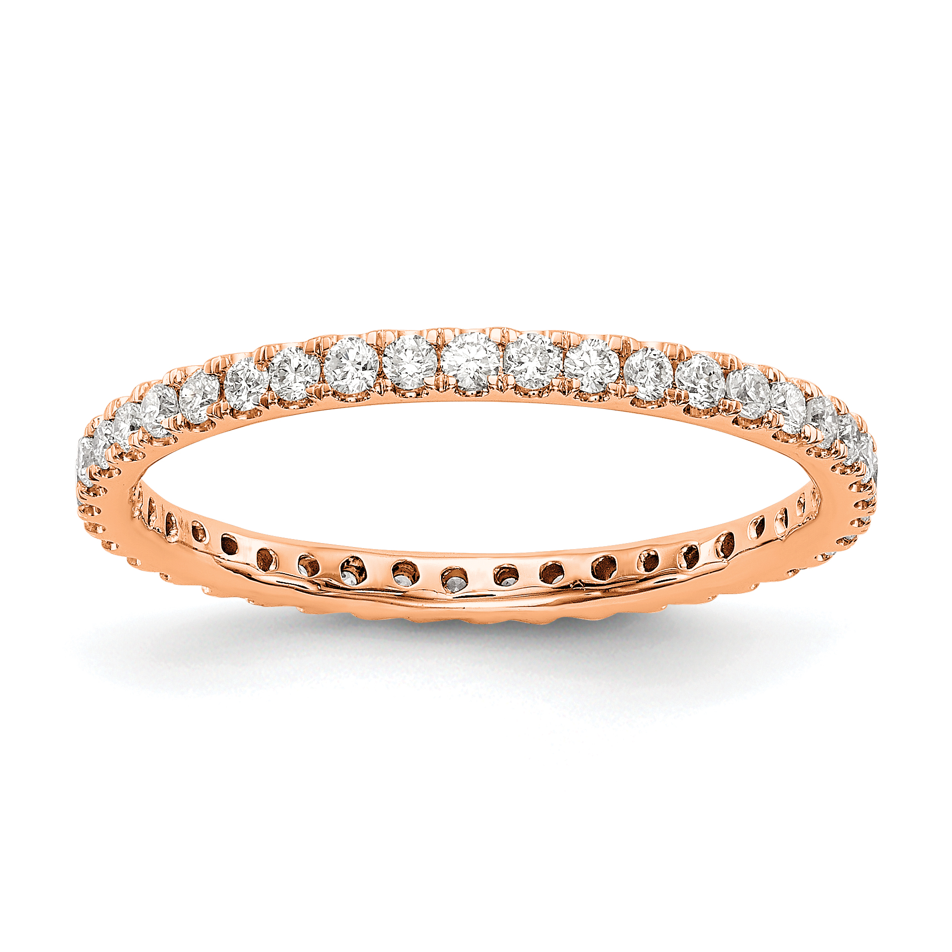 14k Rose Gold 1/2 carat Lab Grown Diamond VS/SI+ G+ Complete Size 4 Shared Prong Eternity Band (ET0005-050-4RLG)