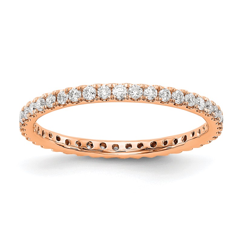 14k Rose Gold 1/2 carat Lab Grown Diamond VS/SI+ G+ Complete Size 8.5 Shared Prong Eternity Band