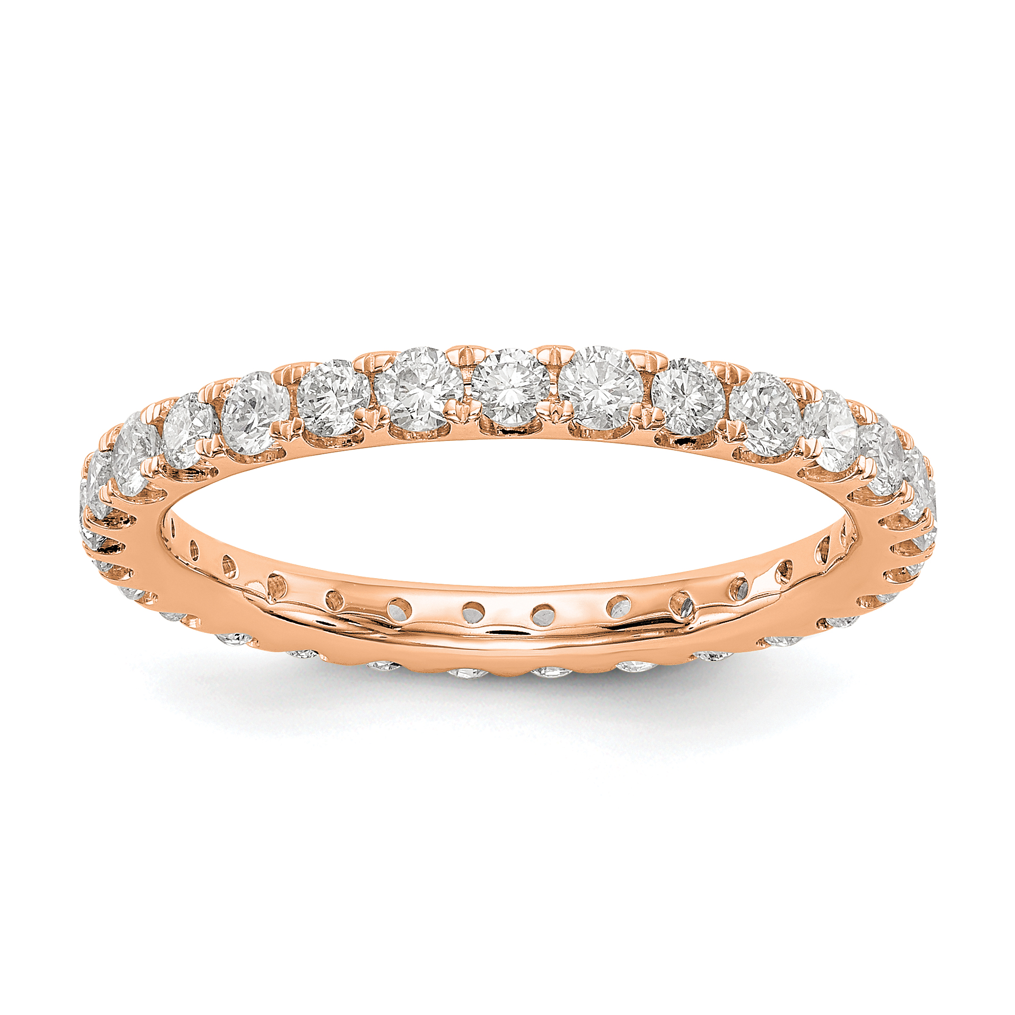True Origin 14k Rose Gold 1 carat Lab Grown Diamond VS+ F+ Complete Size 7 Eternity Band (ET0005-100-7R4LD)