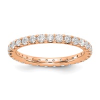 14K Rose Gold 1 Carat Lab Grown Diamond VS SI+ G+ Complete Shared Prong Eternity Band view 1