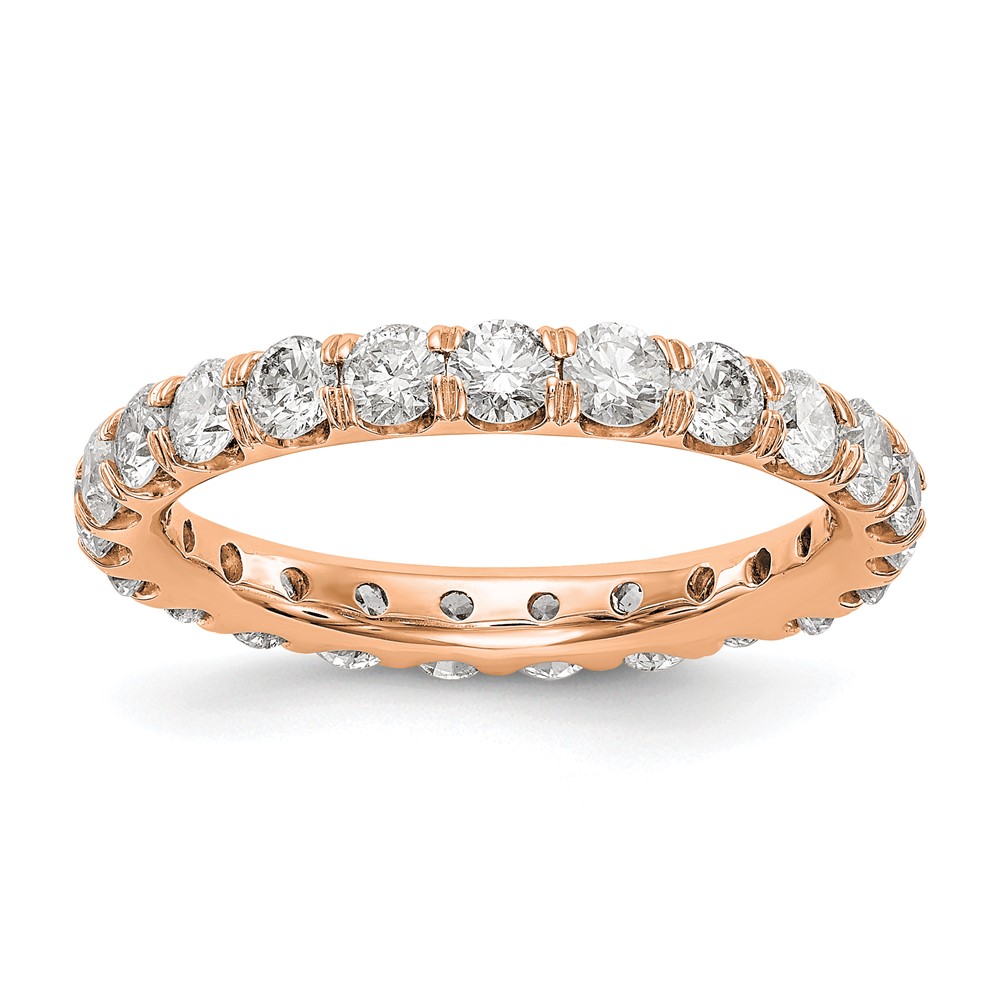 14K Rose Gold 2 Carat Lab Grown Diamond VS SI+ G+ Complete Shared Prong Eternity Band