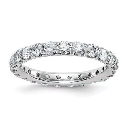 14K White Gold 2 Carat Lab Grown Diamond VS SI+ G+ Complete Shared Prong Eternity Band, Size 4