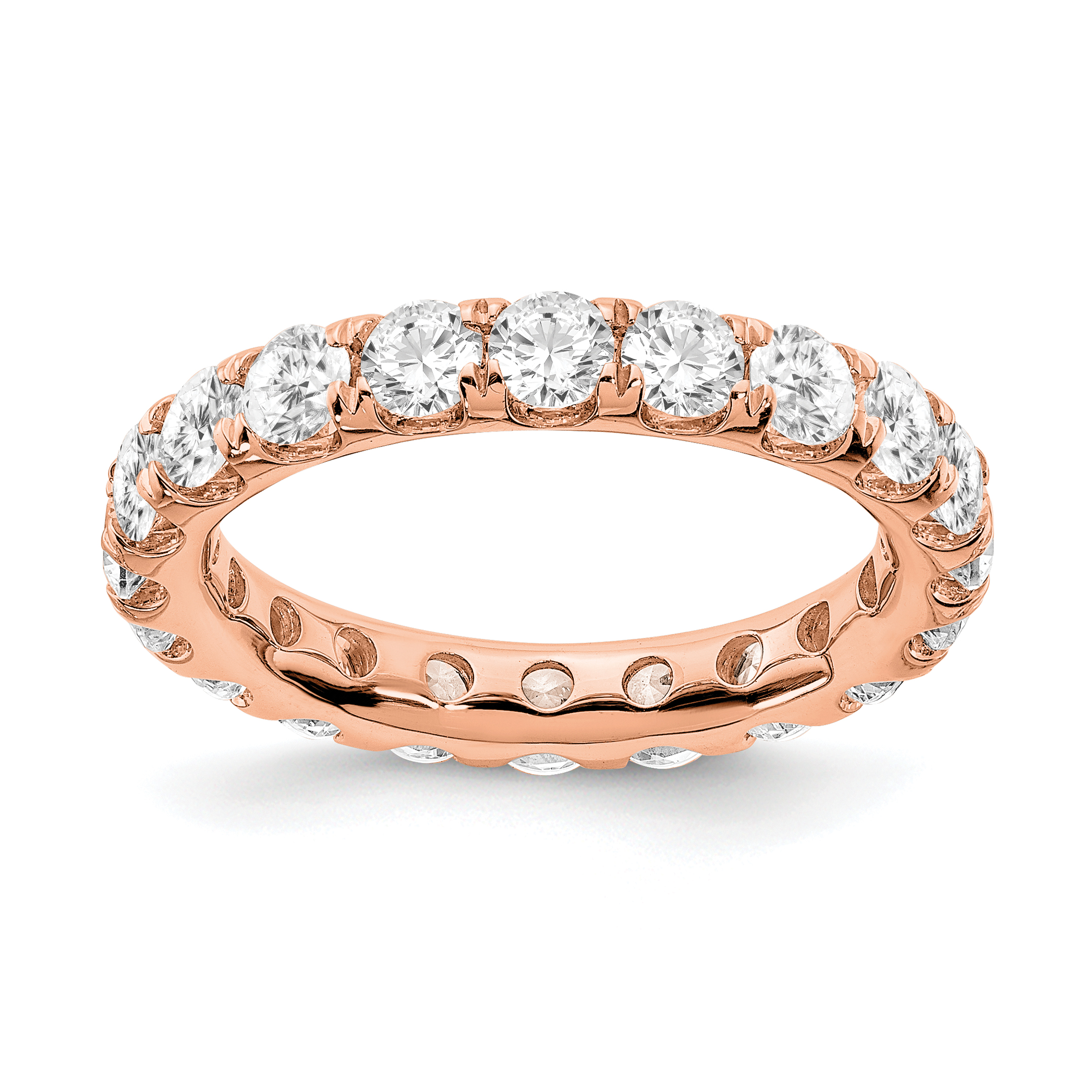 True Origin 14k Rose Gold 3 carat Lab Grown Diamond VS+ F+ Complete Size 6 Eternity Band (ET0005-300-6R4LD)