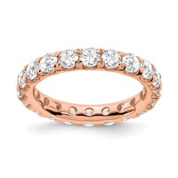 14K Rose Gold 3 Carat Lab Grown Diamond VS SI+ G+ Complete Shared Prong Eternity Band view 1