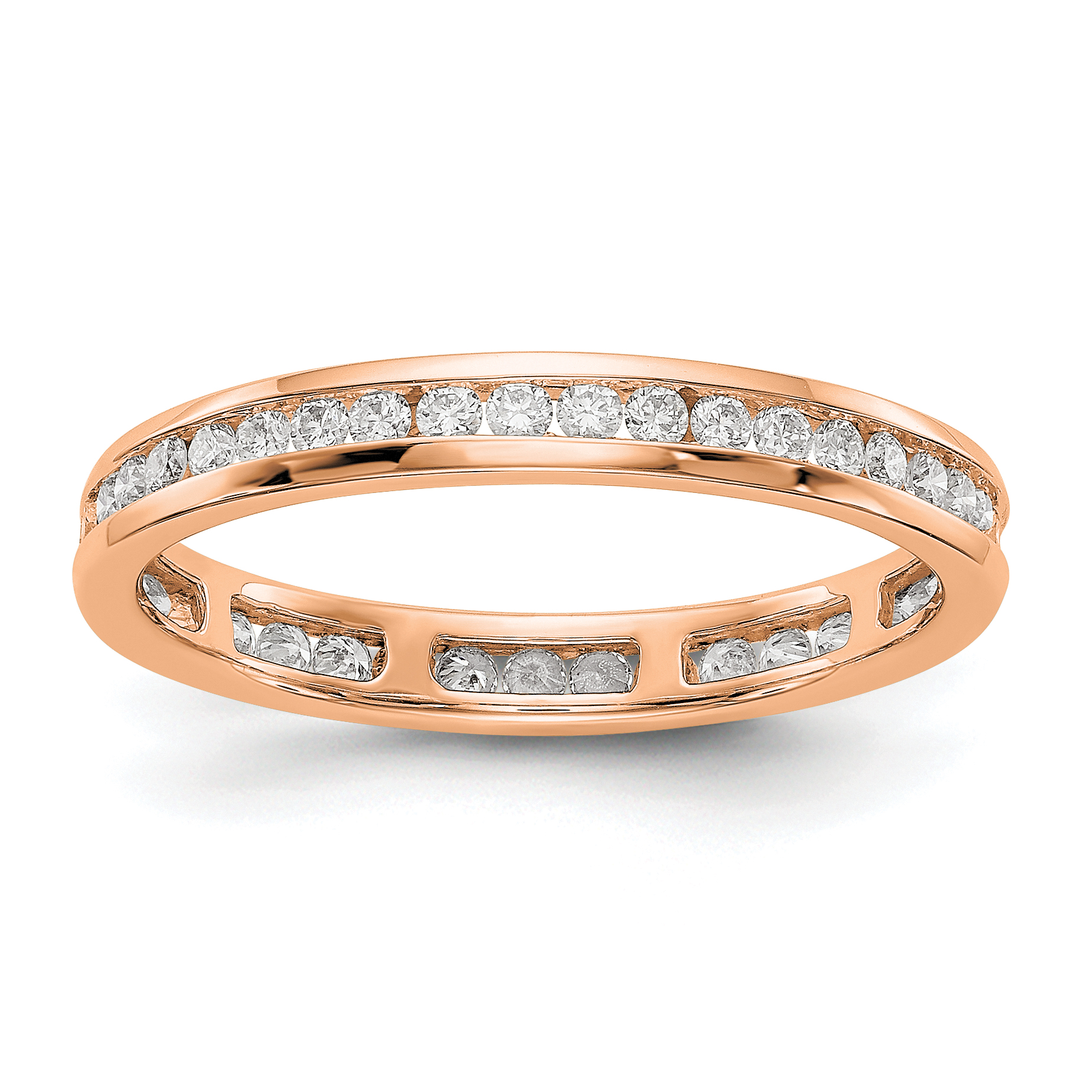 14k Rose Gold 1/2 carat Lab Grown Diamond VS/SI+ G+ Complete Channel Set Size 7 Eternity Band (ET0009-050-7RLG4)