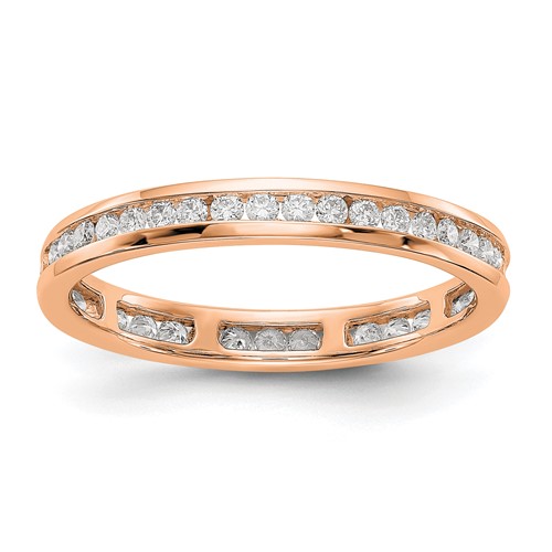 14K Rose Gold 0.50 Carat Lab Grown Diamond VS SI+ G+ Complete Channel Set Eternity Band, Size 5.5