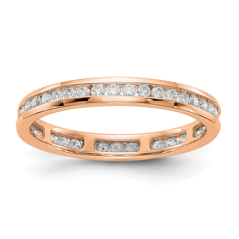 14k Rose Gold 1/2 carat Lab Grown Diamond VS/SI+ G+ Complete Channel Set Size 6 Eternity Band