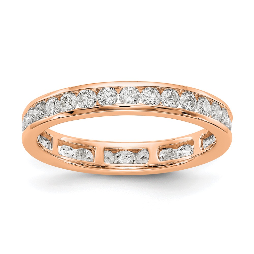 14K Rose Gold 1 Carat Lab Grown Diamond VS SI+ G+ Complete Channel Set Eternity Band