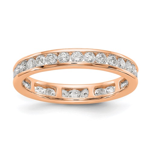 14K Rose Gold 1 Carat Lab Grown Diamond VS SI+ G+ Complete Channel Set Eternity Band, Size 4