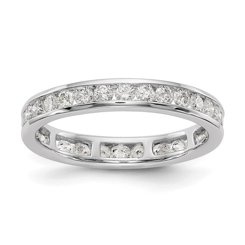 14K White Gold Lab Grown Diamond Polished 1ct Channel Set Eternity Band