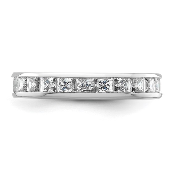 14k White Gold 2 carat Lab Grown Diamond VS+ F+ Princess Complete Channel Set Size 4.5 Eternity Band