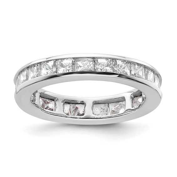 14k White Gold 2 carat Lab Grown Diamond VS+ F+ Princess Complete Channel Set Size 4.5 Eternity Band