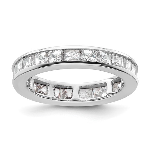 14K White Gold 2 Carat Lab Grown Diamond VS+ F+ Princess Complete Channel Set Eternity Band, Size 4