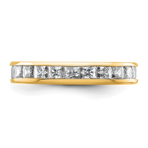 14k 2 carat Lab Grown Diamond VS+ F+ Princess Complete Channel Set Size 4.5 Eternity Band