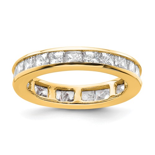 14K Yellow Gold 2 Carat Lab Grown Diamond VS+ F+ Princess Complete Channel Set Eternity Band, Size 4.5