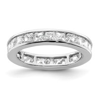 14K White Gold 2 Carat Lab Grown Diamond VS+ F+ Princess Complete Channel Set Eternity Band view 1