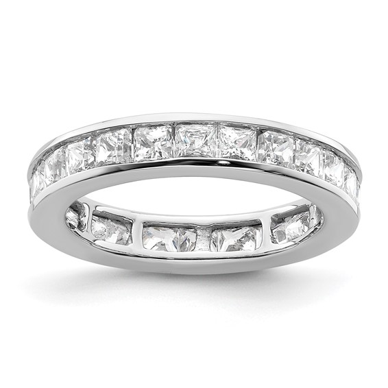 14k White Gold 2 carat Lab Grown Diamond VS+ F+ Princess Complete Channel Set Size 5.5 Eternity Band